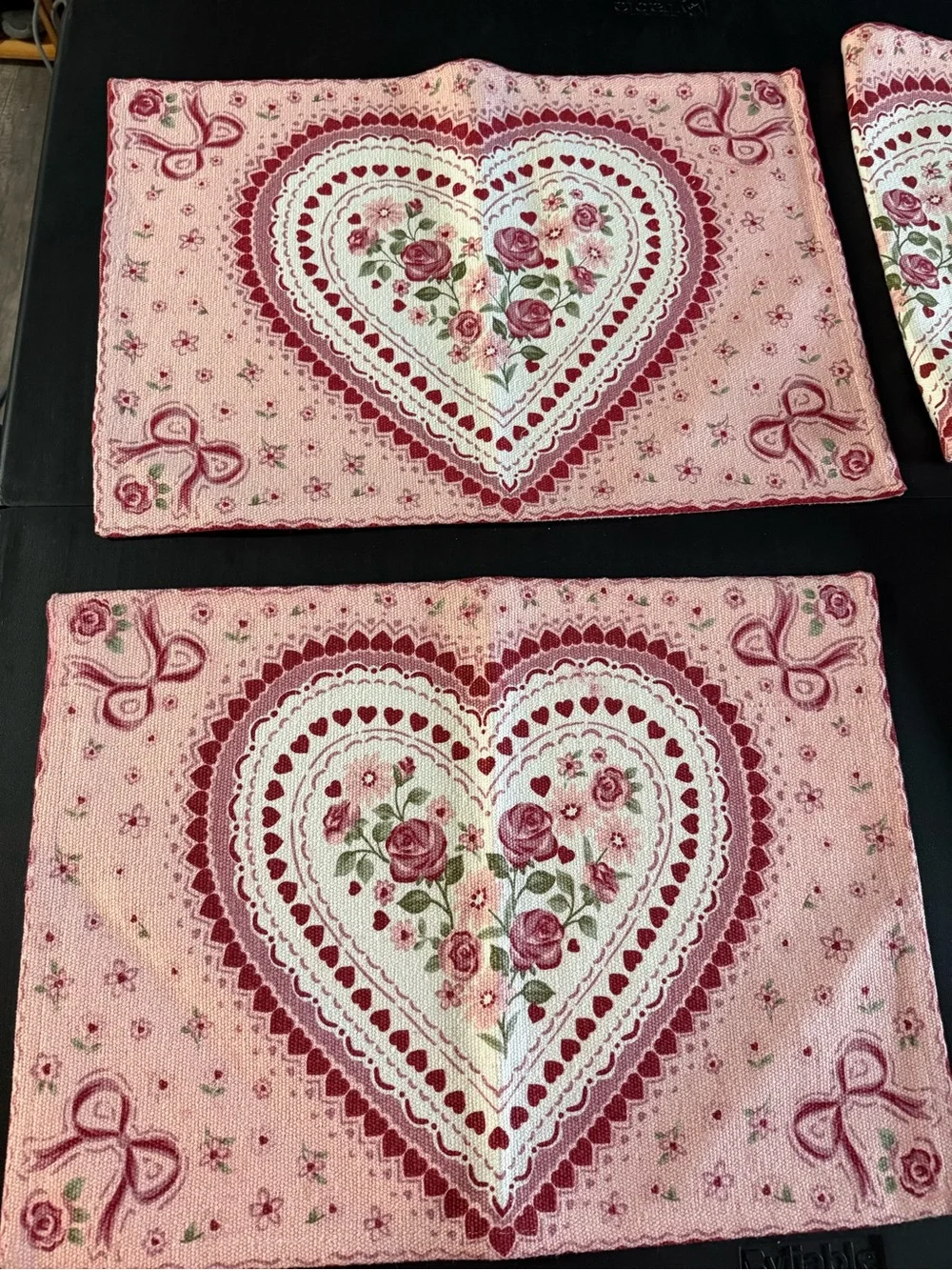 Pink Heart Rose Placemats - Set of 4